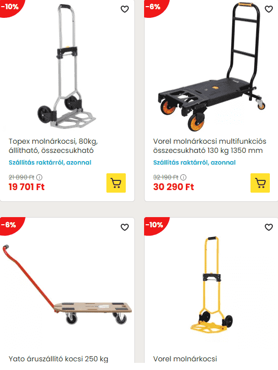 Molnárkocsik és szállítóeszközök